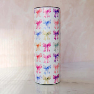 COLORFUL BOWS STAINLESS STEEL SKINNY TUMBLER