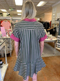 ATTENTION TO DETAIL CONTRASTING STRIPE DRESS