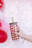 STRAWBERRY 22oz GLASS TUMBLER + LID