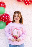 FEMME STRAWBERRY BOW GRAPHIC SWEATSHIRT