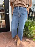 JUDY BLUE HW WIDE CROP CLASSIC RAW HEM
