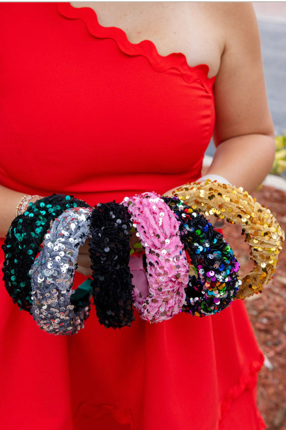 KNOTTED SEQUINS HEADBAND