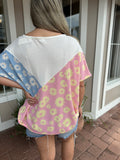 POSITIVE INTENTION FLORAL PRINT ROUND NECK TOP