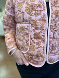 THE LOVEY PINK FLORAL LIGHT WEIGHT QUILTED JACKET