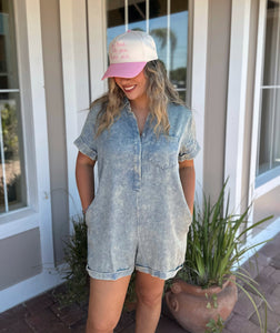 EASY ROUTE MINERAL WASHED ROMPER