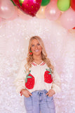 SO SWEET CHENILLE STRAWBERRY SWEATER