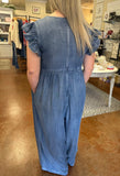 STAY PUT CHAMBRAY WIDE LEG JUMPSUIT