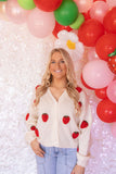 STRAWBERRIES UPON STRAWBERRIES KNITTED 3D CARDI