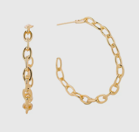 DIVINE 14K CHAIN HOOP EARRINGS