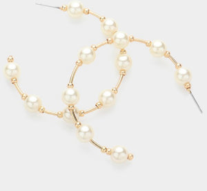 HOW WONDERFUL PEARL HOOP EARRINGS