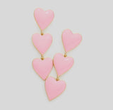 LOVEY TRIPLE ENAMEL HEART DANGLE EARRINGS
