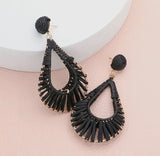 OUT & ABOUT RAFFIA WRAPPED TEARDROP EARRINGS