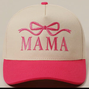 MAMA RIBBON EMBROIDERED TWO-TONE HAT