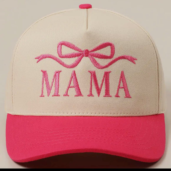 MAMA RIBBON EMBROIDERED TWO-TONE HAT
