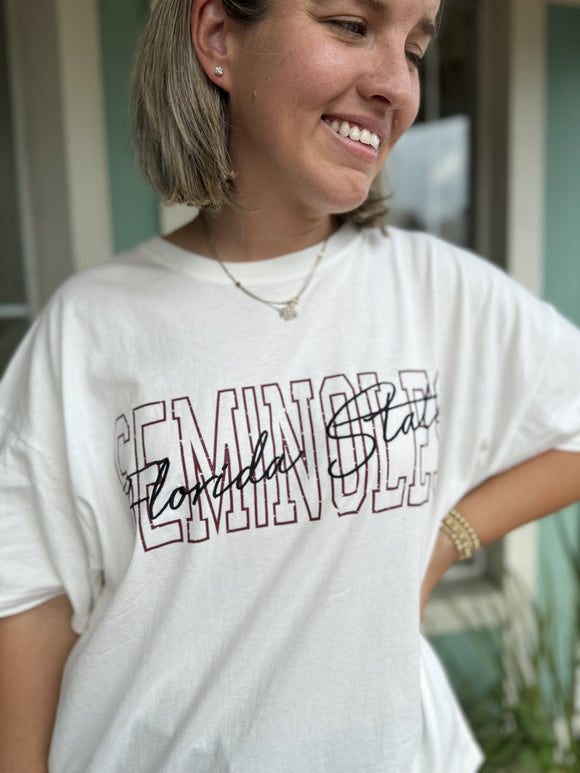 FLORIDA STATE OUTLINE OVERSIZED BAND TEE