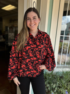 AS IT WAS FLORAL BUTTON DOWN BLOUSE