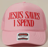 JESUS SAVES I SPEND MESH BACK TRUCKER HAT