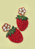 SO SWEET STRAWBERRY SEED BEAD DROP EARRINGS