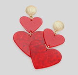 SWEETHEART GLITTERED DOUBLE RISEN HEART EARRINGS