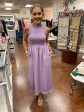 COME AROUND SMOCKED MIDI DRESS