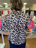 WALK WITH JOY EMBROIDERED LEOPARD BLOUSE