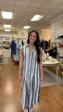 SUCH A WHISPER STRIPED MIDI DRESS