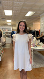TWIRLED ON BY RUFFLE TRIM DRESS