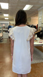 TWIRLED ON BY RUFFLE TRIM DRESS