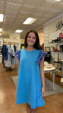TWIRLED ON BY RUFFLE TRIM DRESS