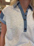 FREE FOR THE DAY DENIM PATCHWORK SHIRT