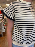 ATTA GIRL STRIPED LACE TRIM TOP