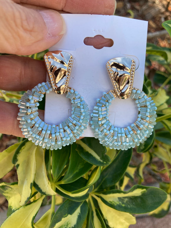 HELLO BEADED DOOR KNOCKER EARRINGS