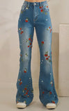 BERRIES UPON BERRIES STRAWBERRY EMBROIDERED JEANS