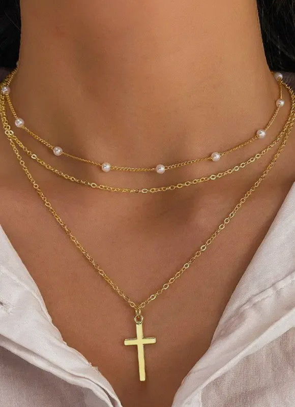 18K DIPPED HAVE FAITH TRIOLE STRAND NECKLACE