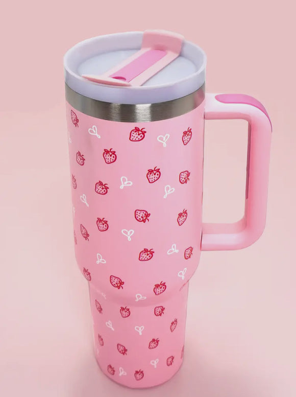 40oz STRAWBERRY HEART STAINLESS STEEL TUMBLERS