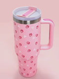 40oz STRAWBERRY HEART STAINLESS STEEL TUMBLERS