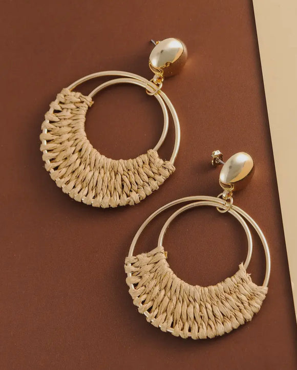 BOHO RAFFIA CIRCULAR EARRINGS