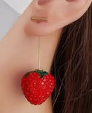 CRYSTAL STRAWBERRY WIRE DROP EARRINGS