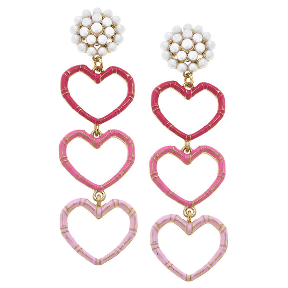 CANVAS LOVE BAMBOO HEART ENAMEL EARRING