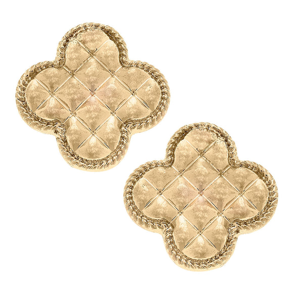 CANVAS RUE QUILTED METAL CLOVER STUD EARRING