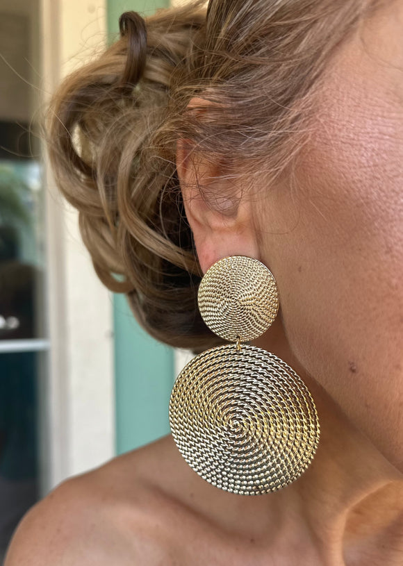 CALL ME UP TEXTURED DISC DANGLE EARRING