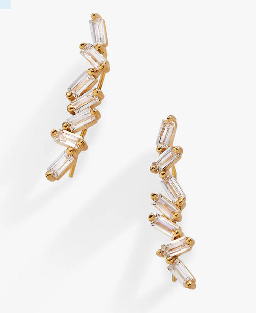 ALEX & ANI CRYSTAL BAGUETTE CRAWLER EARRINGS