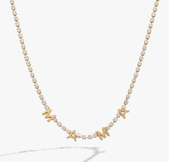 ALEX & ANI MAMA CRYSTAL TENNIS NECKLACE