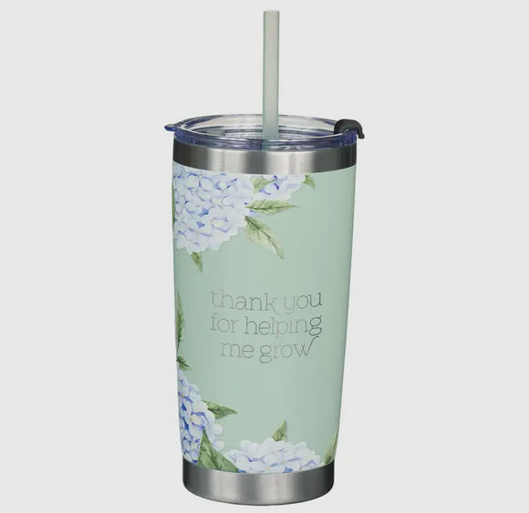 ENCOURAGING TUMBLER WITH STRAW