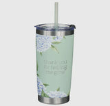 ENCOURAGING TUMBLER WITH STRAW