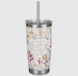 ENCOURAGING TUMBLER WITH STRAW