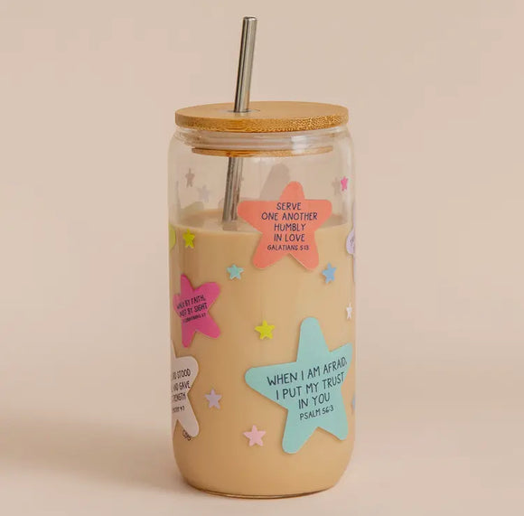 BIBLE VERSE GLASS CAN