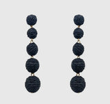 BLISSFUL DAYS LINEAR RAFFIA BALL EARRINGS