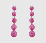 BLISSFUL DAYS LINEAR RAFFIA BALL EARRINGS