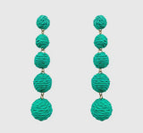 BLISSFUL DAYS LINEAR RAFFIA BALL EARRINGS